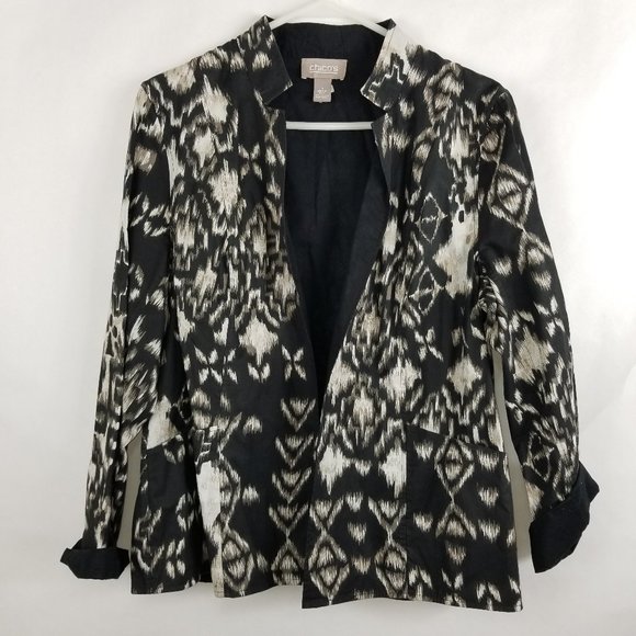 Chico's Jackets & Blazers - Chico's Open Front Jacket Size 1 Black/White/Gray